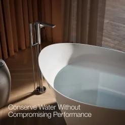 Floor-mount bath filler trim with handshower