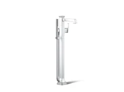 Floor-mount bath filler trim with handshower