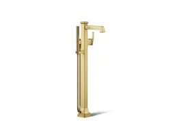 Floor-mount bath filler trim with handshower
