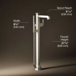 Floor-mount bath filler trim with handshower