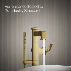 Floor-mount bath filler trim with handshower