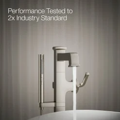 Floor-mount bath filler trim with handshower