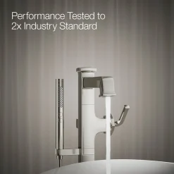 Floor-mount bath filler trim with handshower