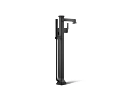 Floor-mount bath filler trim with handshower