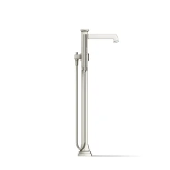 Floor-mount bath filler trim with handshower
