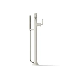 Floor-mount bath filler trim with handshower