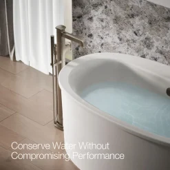 Floor-mount bath filler trim with handshower