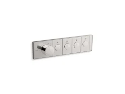 Four-outlet recessed mechanical thermostatic valve control
