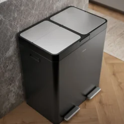 21.7-gallon stainless steel dual-bin step trash can