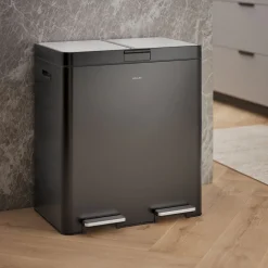 21.7-gallon stainless steel dual-bin step trash can