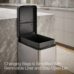 13-gallon stainless steel slim step trash can with bifold lid