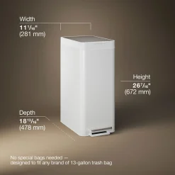 13-gallon stainless steel slim step trash can with bifold lid