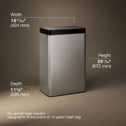 13-gallon touchless stainless steel trash can