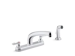 1.5 gpm kitchen sink faucet with 8-3/16" swing spout, matching finish sidespray, aerated flow and lever handles