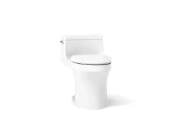 Hidden cord one-piece compact elongated toilet with concealed trapway, 1.28 gpf toilet