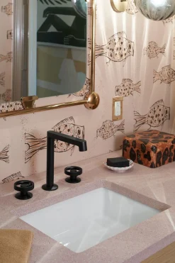 Industrial bathroom sink faucet handles