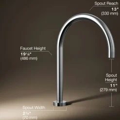 Laminar deck-mount non-diverter bath spout