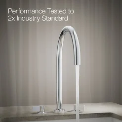 Laminar deck-mount non-diverter bath spout