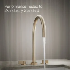 Laminar deck-mount non-diverter bath spout