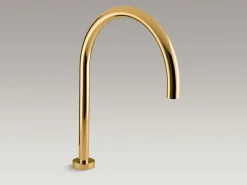 Laminar deck-mount non-diverter bath spout