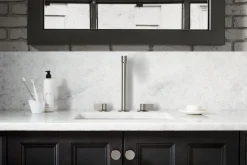 Lever bathroom sink faucet handles