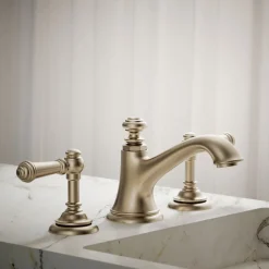 Lever bathroom sink faucet handles