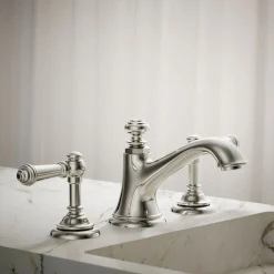 Lever bathroom sink faucet handles