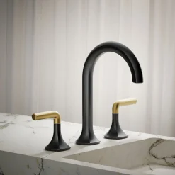 Lever bathroom sink faucet handles