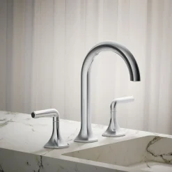 Lever bathroom sink faucet handles