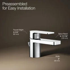 Low single-handle bathroom sink faucet, 1.0 gpm