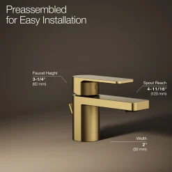 Low single-handle bathroom sink faucet, 1.0 gpm