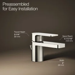 Low single-handle bathroom sink faucet, 1.0 gpm