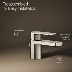 Low single-handle bathroom sink faucet, 1.2 gpm