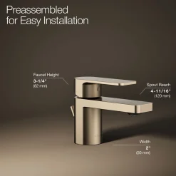 Low single-handle bathroom sink faucet, 1.2 gpm