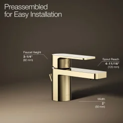 Low single-handle bathroom sink faucet, 1.2 gpm