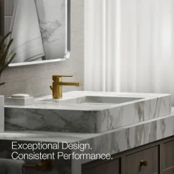 Low single-handle bathroom sink faucet, 1.2 gpm
