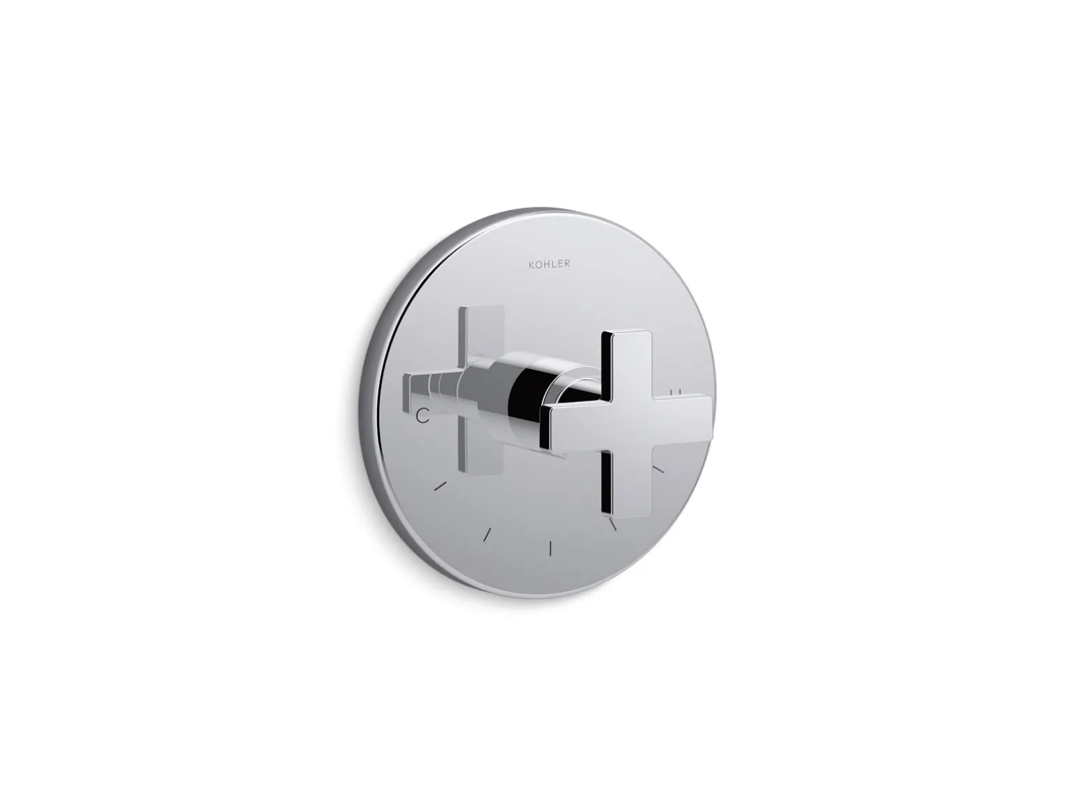 MasterShower® temperature control valve trim with cross handle