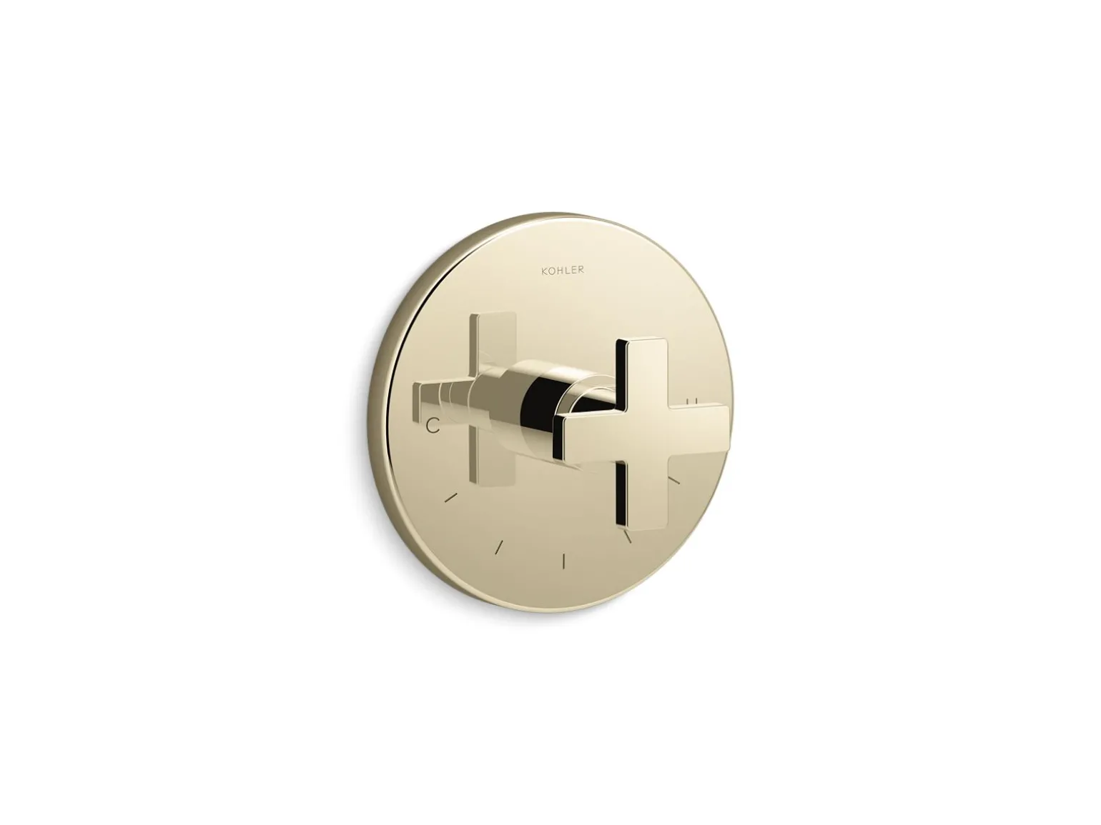 MasterShower® temperature control valve trim with cross handle