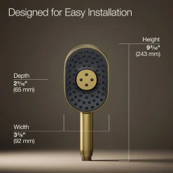 Oblong three-function handshower, 1.75 gpm