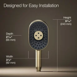 Oblong three-function handshower, 1.75 gpm