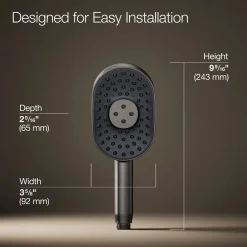 Oblong three-function handshower, 2.5 gpm