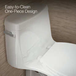 One-piece compact elongated 1.6 gpf toilet with Revolution 360® swirl flushing technology