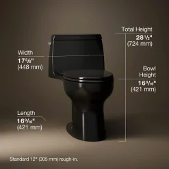 One-piece compact elongated 1.6 gpf toilet with Revolution 360® swirl flushing technology