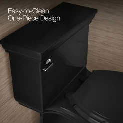 One-piece compact elongated toilet with skirted trapway, 1.28 gpf