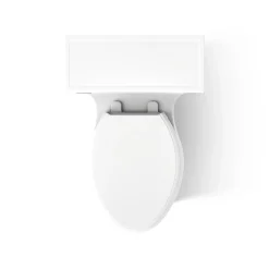 One-piece compact elongated toilet with skirted trapway, 1.28 gpf