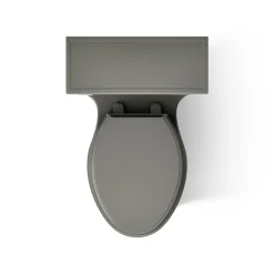 One-piece compact elongated toilet with skirted trapway, 1.28 gpf