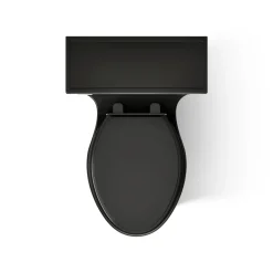 One-piece compact elongated toilet with skirted trapway, 1.28 gpf