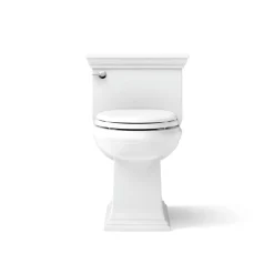 One-piece compact elongated toilet with skirted trapway, 1.28 gpf