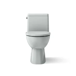 One-piece compact elongated toilet with skirted trapway, 1.28 gpf