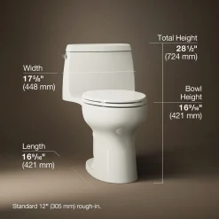 One-piece compact elongated toilet, 1.28 gpf